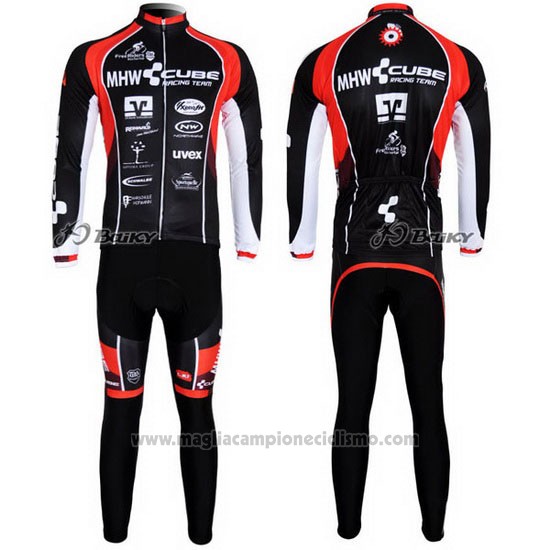 2012 Abbigliamento Ciclismo Cube Nero e Rosso Manica Lunga e Salopette